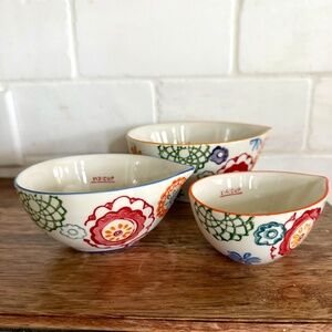 Pier 1 Imports Decorative Floral Patterned Set of 3 Nesting Measuring Cups